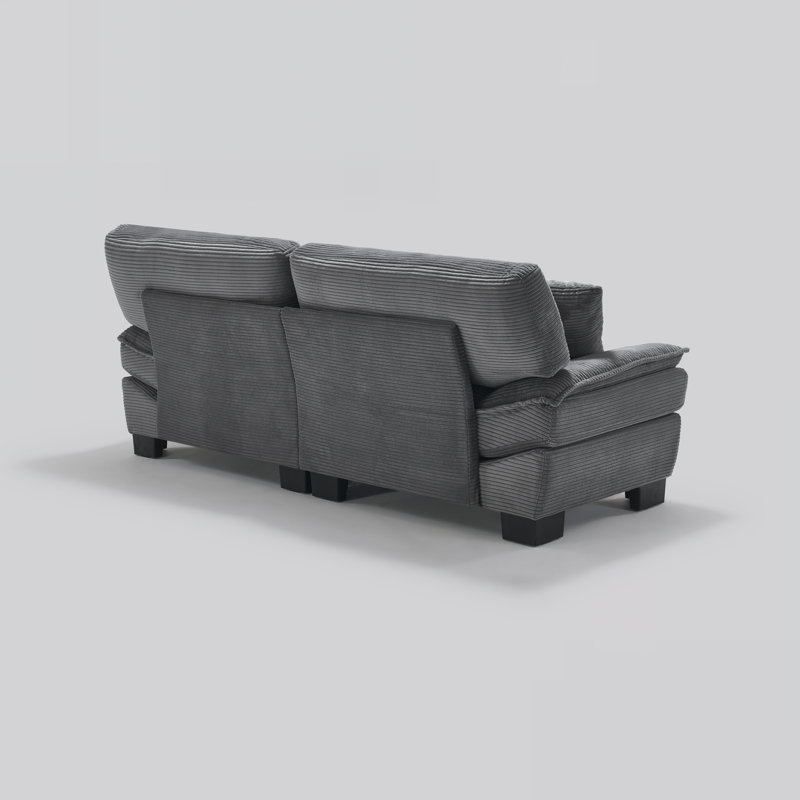 88" Corduroy Sofa, Modern Couch with Removable Washable Cover & Iron Frame, Gray