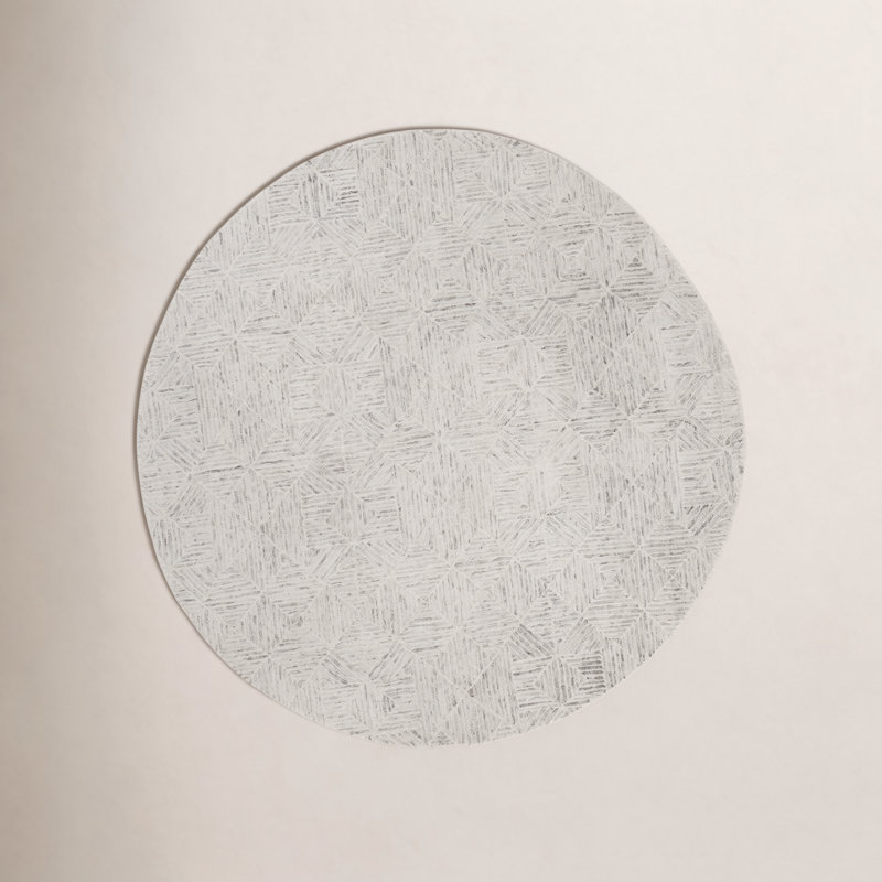 Linsly Hand Tufted Geometric Indoor Rug, Round 8'