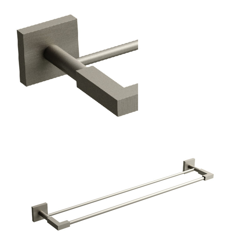 Double barre à serviettes Kubik ™ 24 po, Nickel brossé