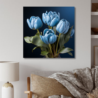 «Azure Blue Tulips Bloom III» sur toile