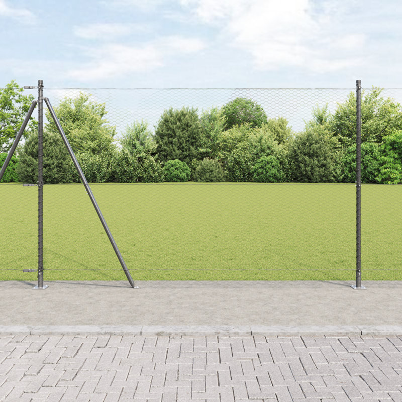 Vidaxl Hexagon Fence Steel, Grey, 150cm H x 1000cm W