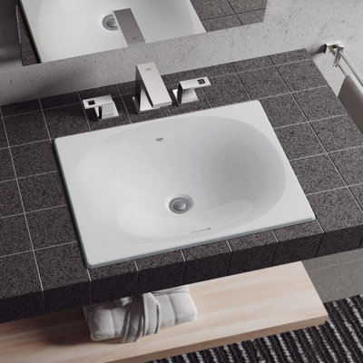 Eurocube® Alpine White Rectangular Undermount Bathroom Sink with Overflow