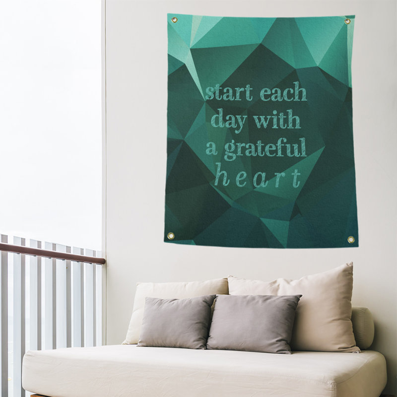 Tapisserie à citation de polyester en faux pierres de polyester, H 80 po x l 59 po, Vert émeraude