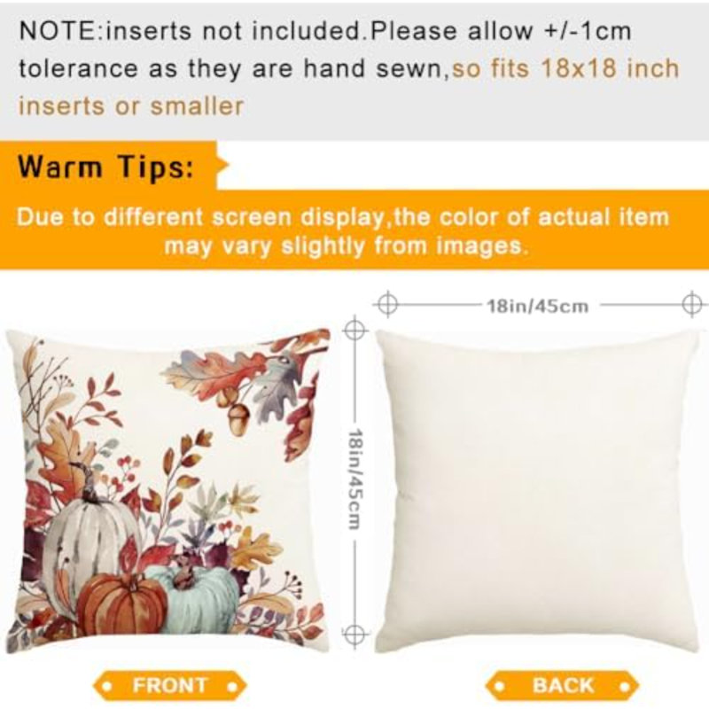 Pillow Cover, Grey/Orange/White, Square 18"