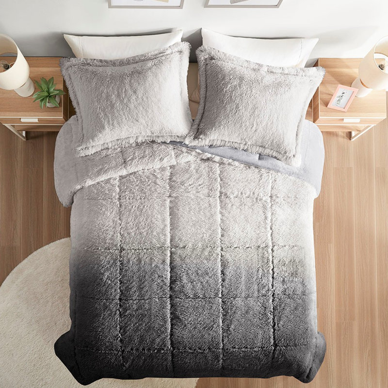 Mini-édredon ombragé gris chaud chaud pour lit double / grand et confortable