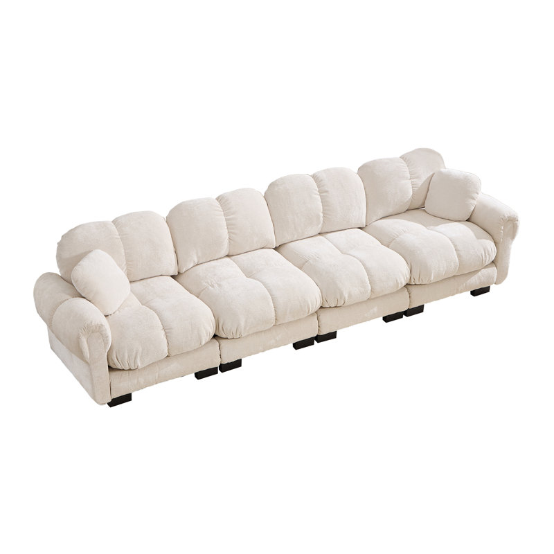 Ensemble de canapé modulaire surdimensionné en chenille avec coussins, blanc ivoire, Canapé seulement, Ivoire blanc