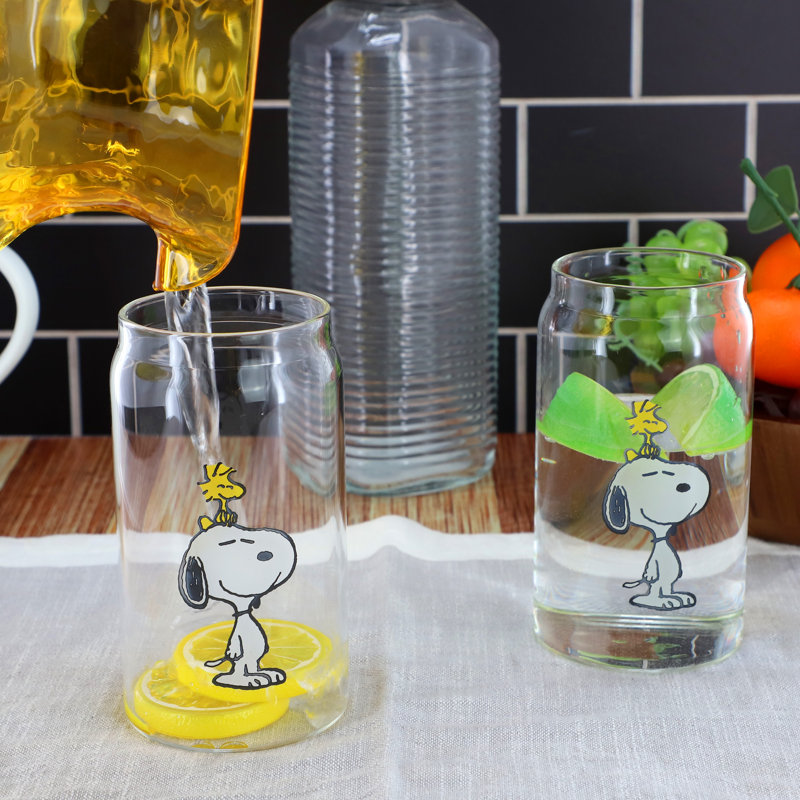 Peanuts Snoopy & Woodstock 16 Ounce Glass Tumblers Set of 6