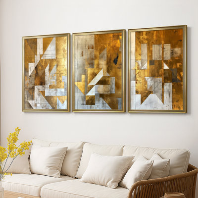 ABSTRACT Series CXV - Toile tendue avec châssis sur mesure - 3 pièces