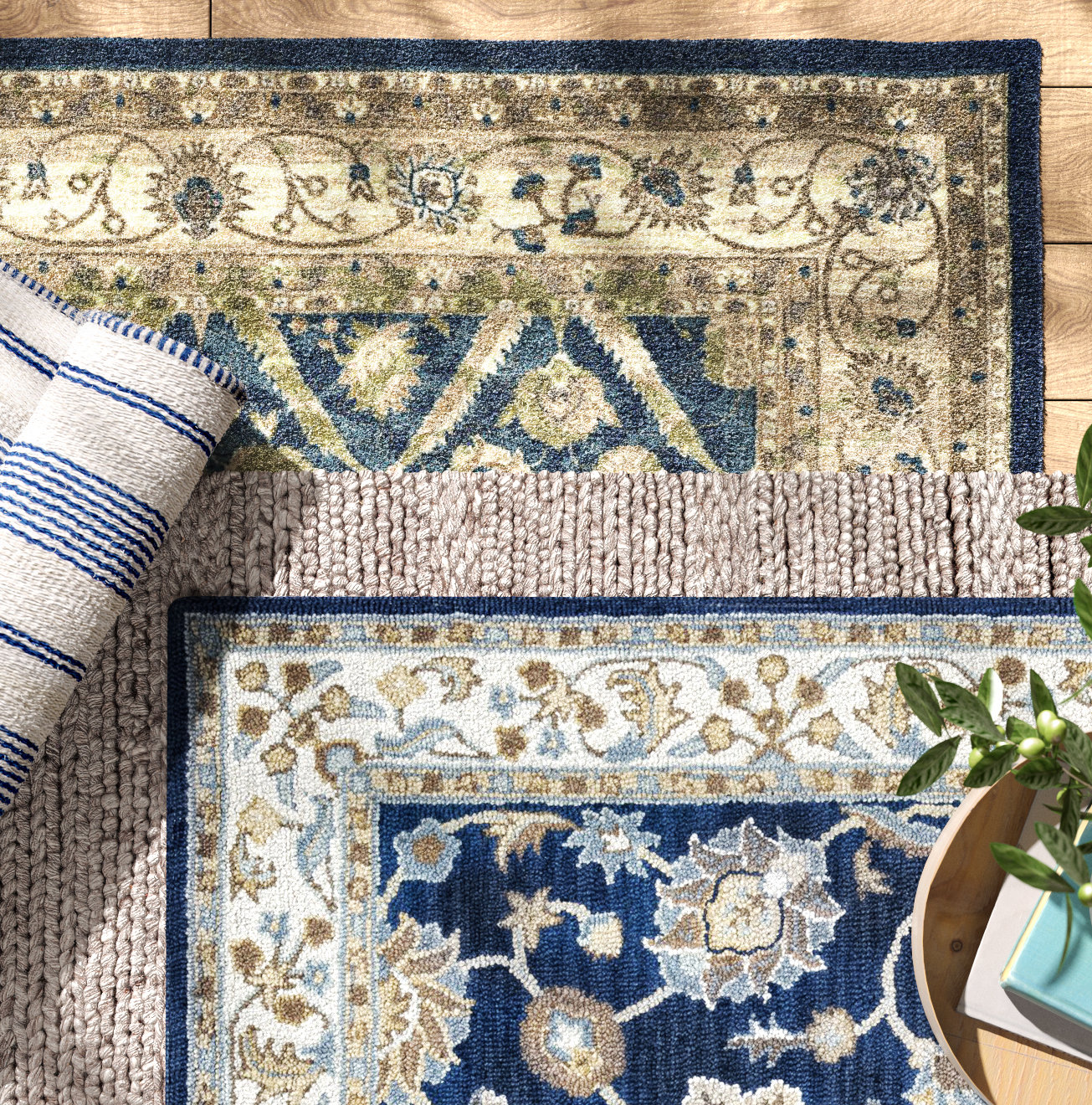 Onca Blue Hand-Tufted Wool Oriental Rug, Runner 2'6" x 8'