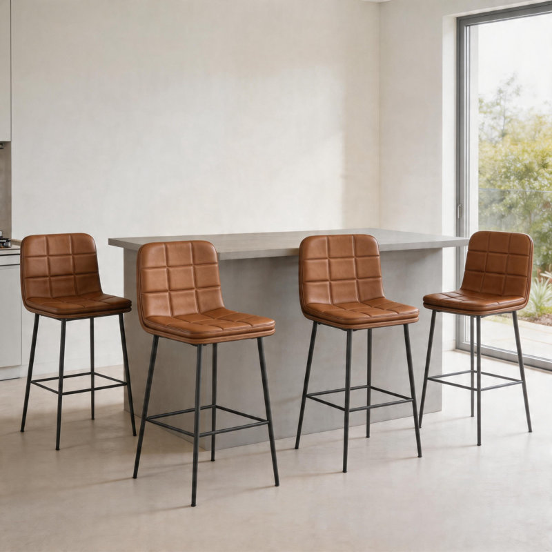 High-End Counter Height Kitchen Bar Stools, 4, Yellow