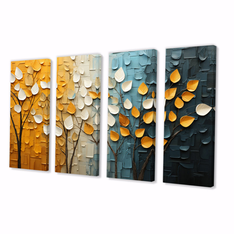 Ensemble de 4 panneaux muraux abstraits «Forest Forest»