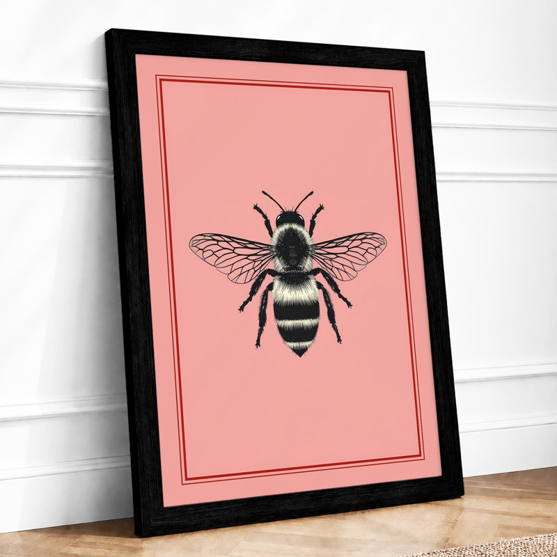 Bee Study Minimalist - Framed Print, A3 - 42.0 x 29.7 cm, Black