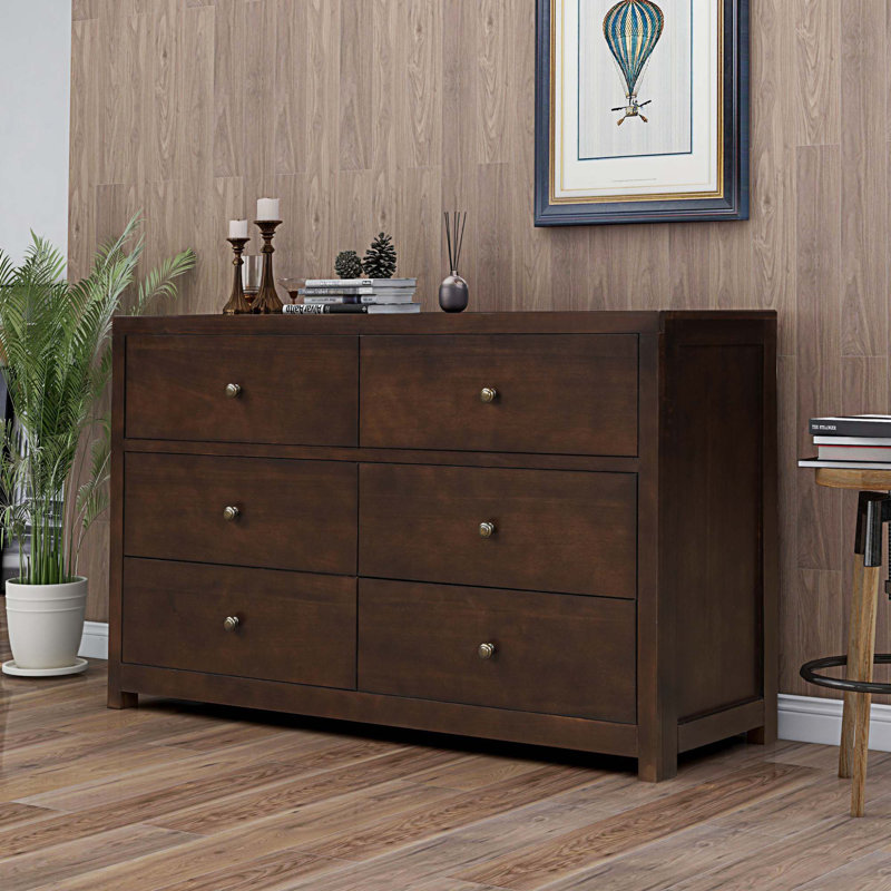 Commode double 6 tiroirs Vintage Brown, Brun