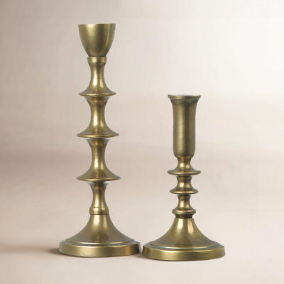 2-Piece Aluminum Candlestick Set