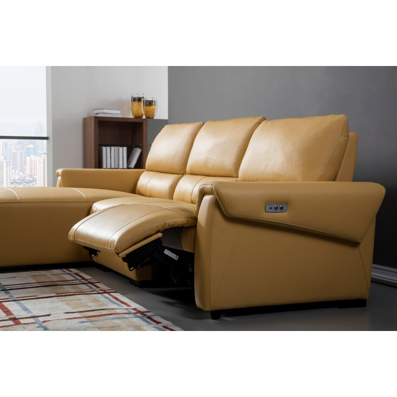 Minnich Upholstered Power Reclining L-Shaped Sectional, Left Hand Facing, Mustard