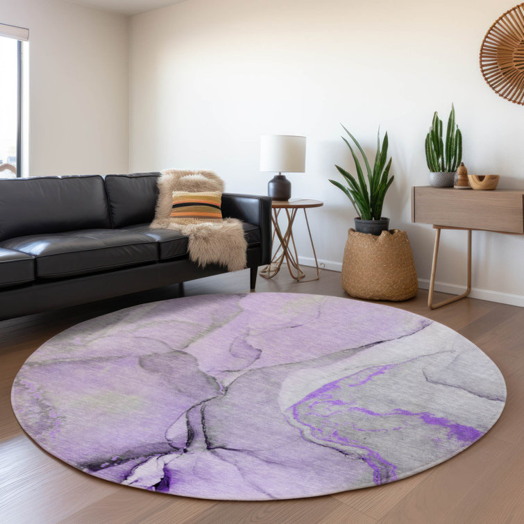 Premium Machine Washable Cerrito AMF506 Purple Rug