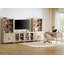 Ensemble de bureau et de meuble télé de style campagnard, centre de divertissement avec tablettes pour téléviseurs de 75 po ou moins, bureau d'écriture pour bureau personnel et salon, beige
