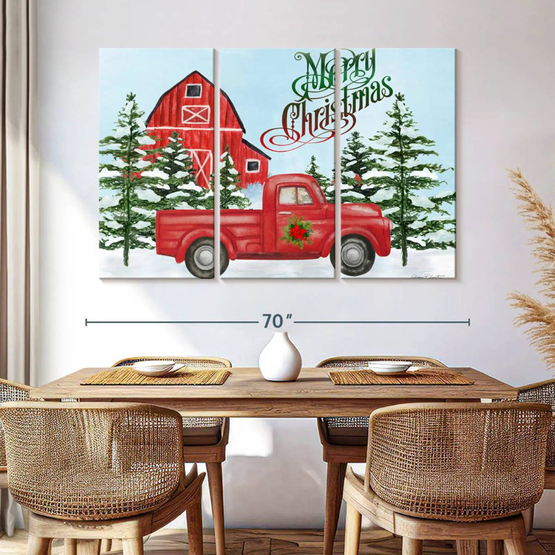 Grange et camion de Noël Lelend, H 42 po x l 65 po