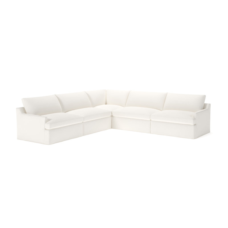Wrenley 5-Piece Slipcovered Modular Sectional, Apollo Alpaca Boucle