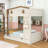 Full over Full Wood Bunk Bed with Storage Drawers and Shelves