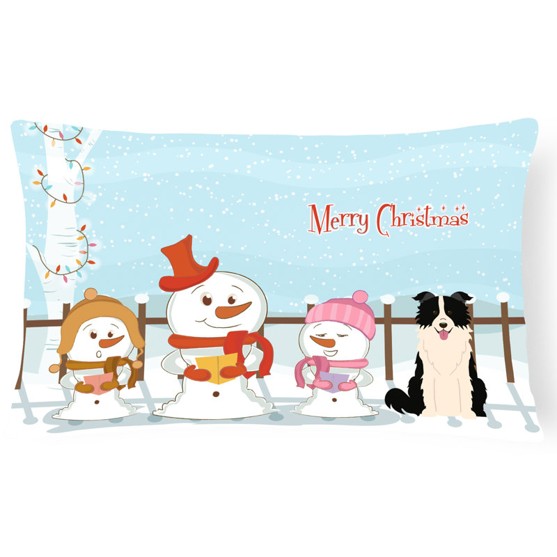 Coussin lombaire intérieur / extérieur Merry Christmas, Noir / blanc