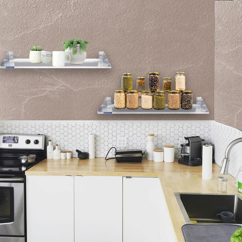 Tablette murale avec gardes latérales en acier inoxydable l 30 po x P 18 po Express KitchQuip, certifiée NSF