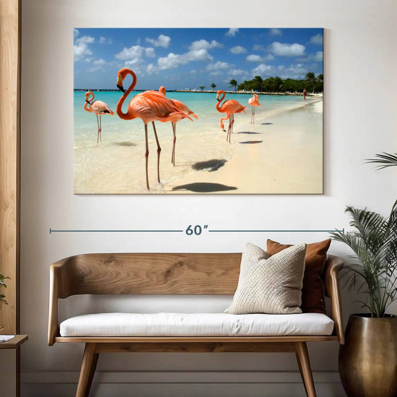 Aruba Beach Pink Flamingos, 34" H x 51" W