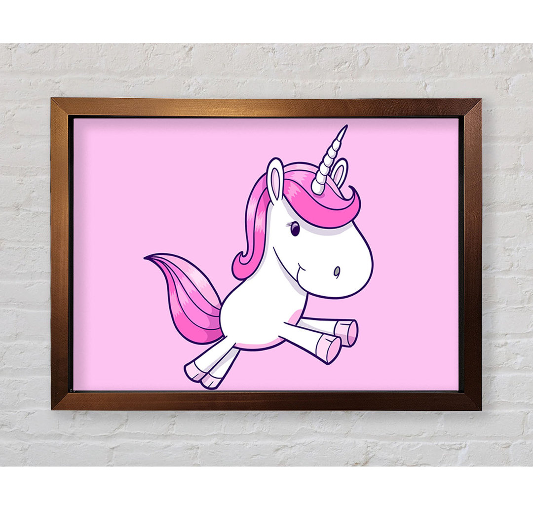 Gerahmtes Leinwandbild Leaping Unicorn Pink