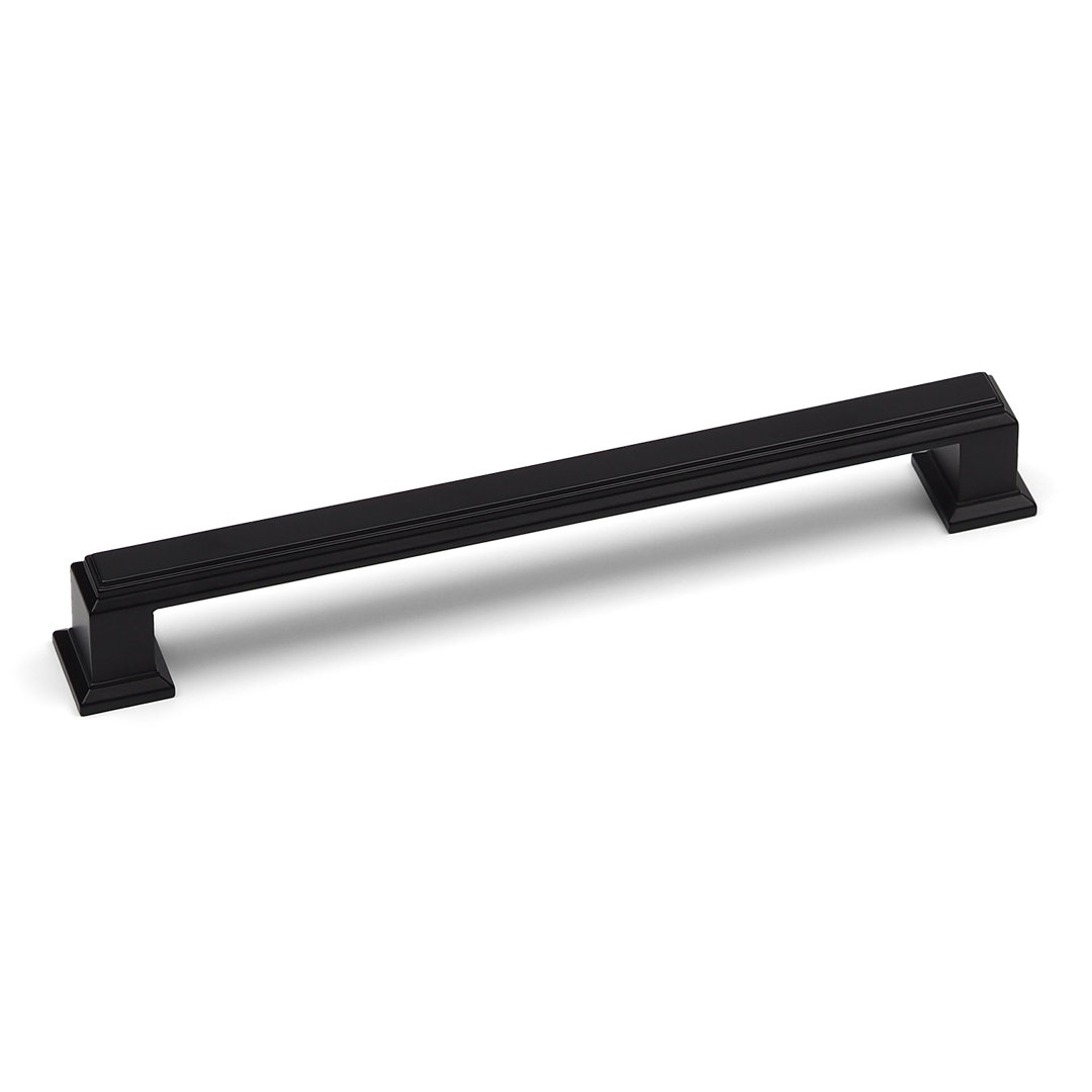 Matt Black Square Detailed D-Bar Handle & Coordinating Knob