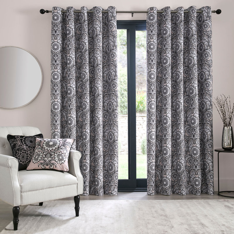 Romilly 100% Polyester Pair of Eyelet Curtains, 168cm Width x 137cm Drop