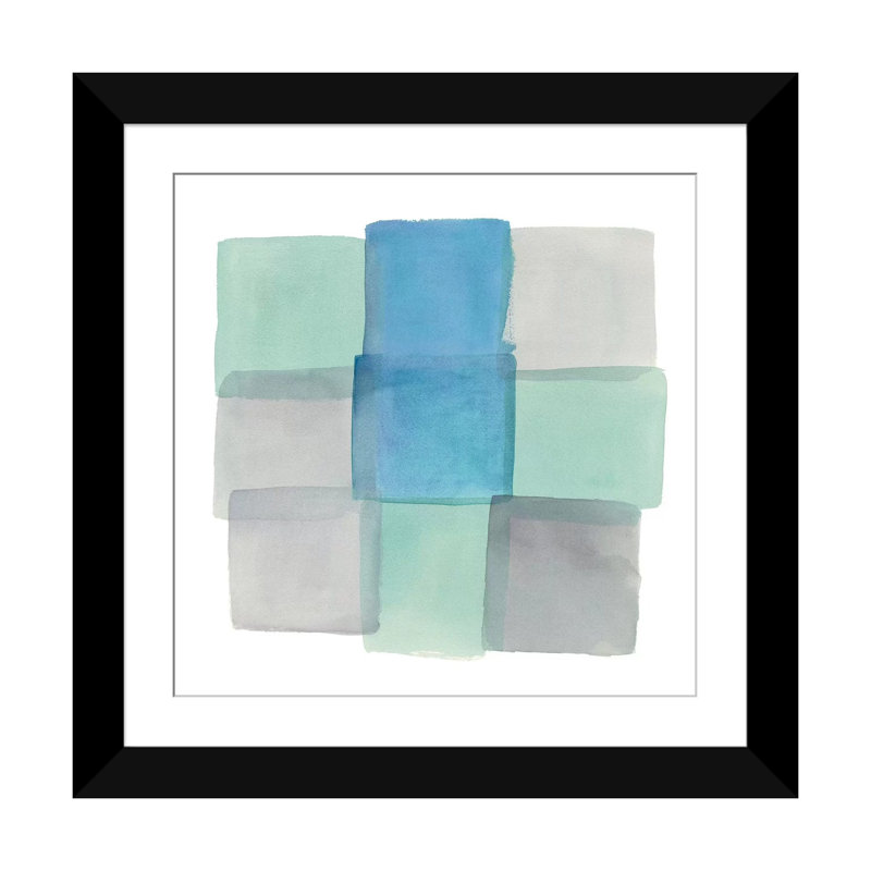 « chevauchement d’art », impression sur toile tendue, H 16 po x l 16 po x P 1 po, Papier d'art encadré noir, Blanc