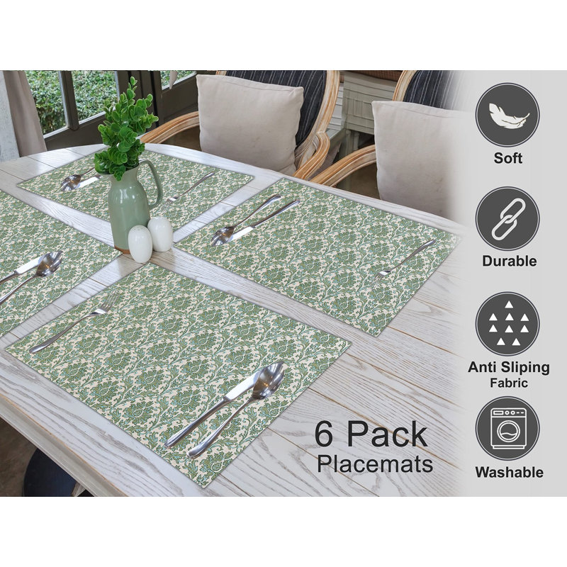 Off Toned Cotton Fall Pattern Dining Placemats Set of 6