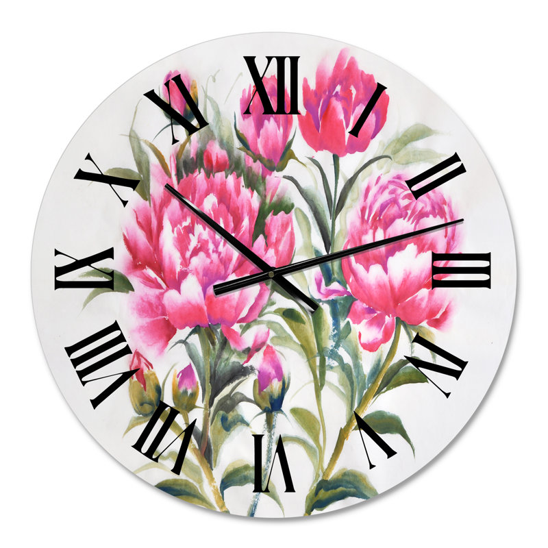 Mauve pivoines - Horloge murale traditionnelle, Moyen
