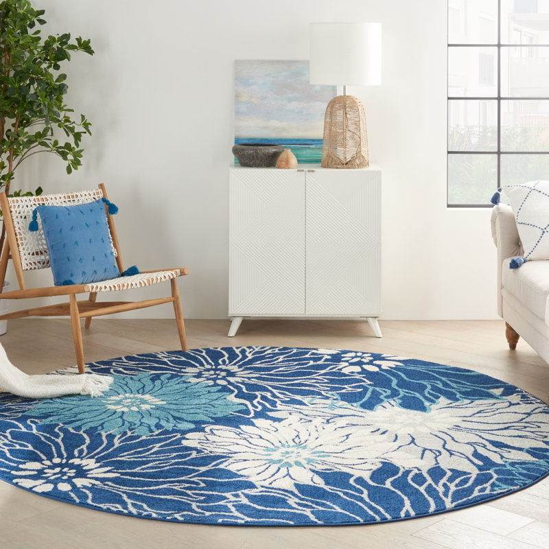 Rhudine Floral Indoor Rug, Round 8'