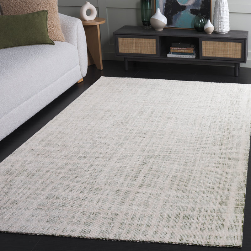 Restoration Vintage 902 Hand Tufted Cotton/Polyester Abstract Indoor Use Only Rug in Green/Ivory, Rectangle 5' x 8'