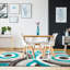 Tapis turquoise à motif géométrique Koo-1938367264