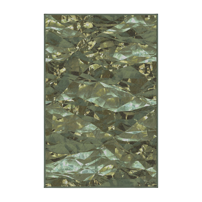 Tapis vert/brun à motifs, Rectangle 5 pi x 7 pi
