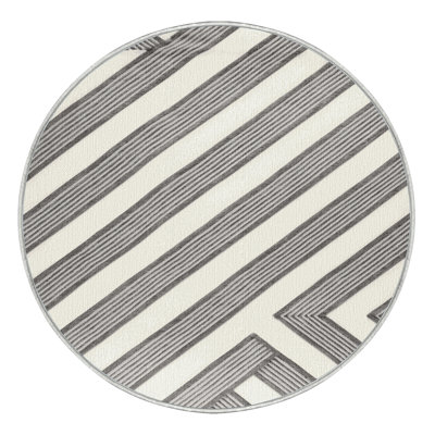  Tapis blanc lavé rayé gris clair