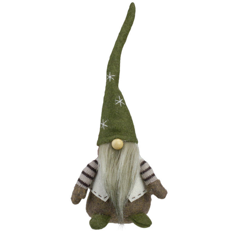 Figurine de Noël gnome assis 12 po vert et brun