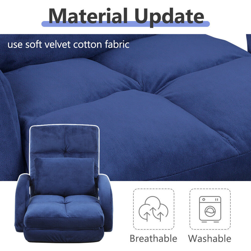 Isabelle & Max Adjustable Reclining Ergonomic Swiveling Floor Game Chair in Grey, Blue