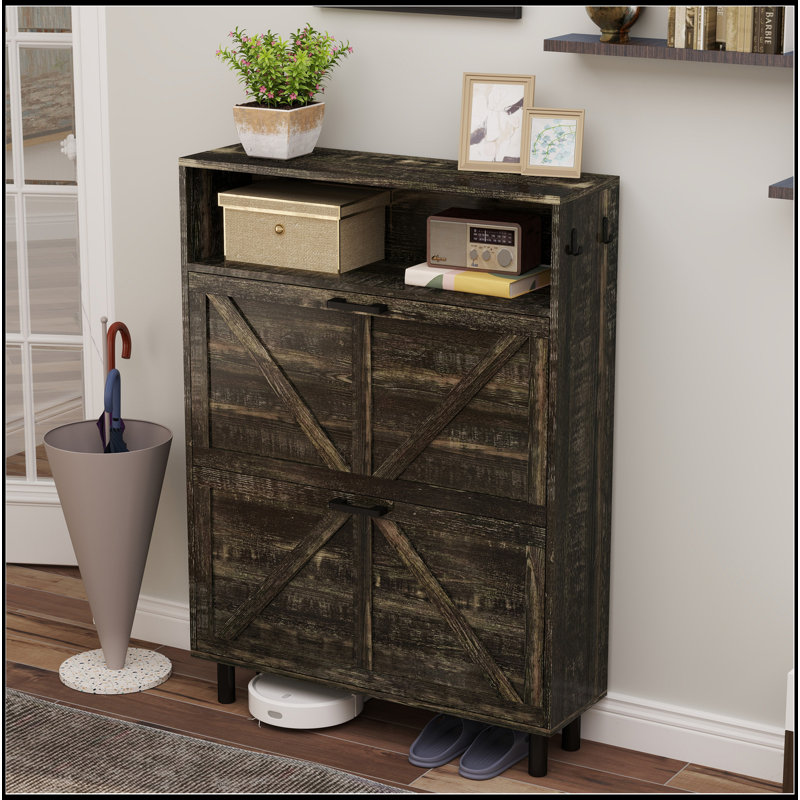 Armoire de rangement pour chaussures Farmhouse, Chêne foncé