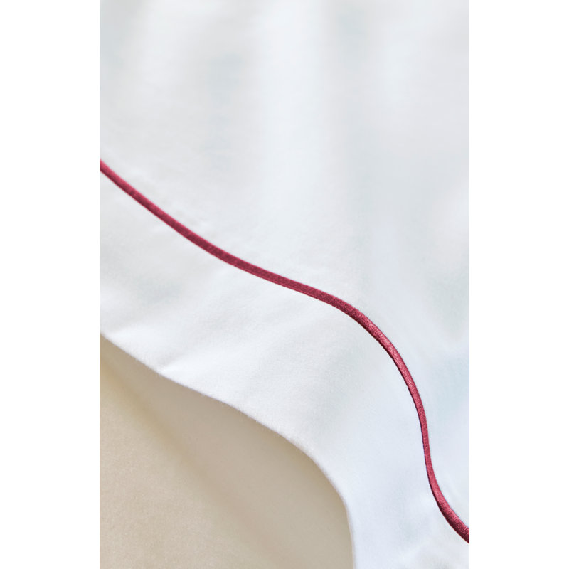 Premium Sateen Flat Sheet, California King/King Flat Sheet, White/Fuchsia