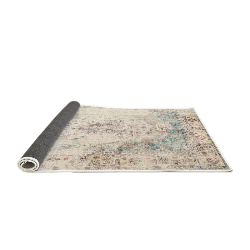 Tapis beige contemporain, Rond 8 pi