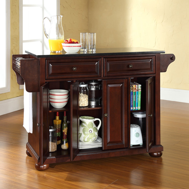 Monty Granite Top Kitchen Island, Vintage Mahogany