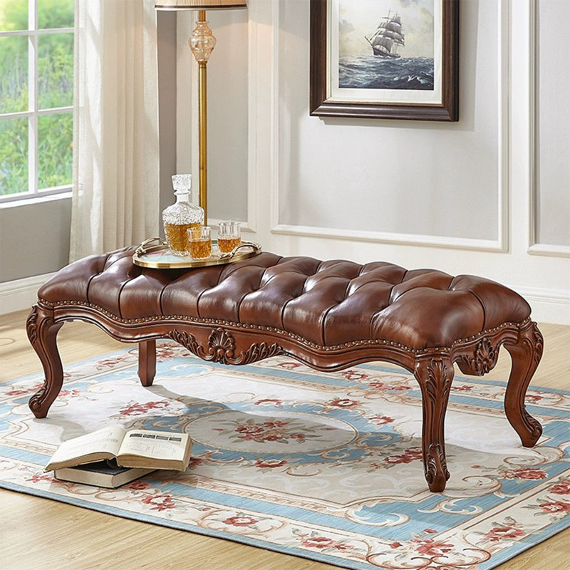 Banc rembourré brun