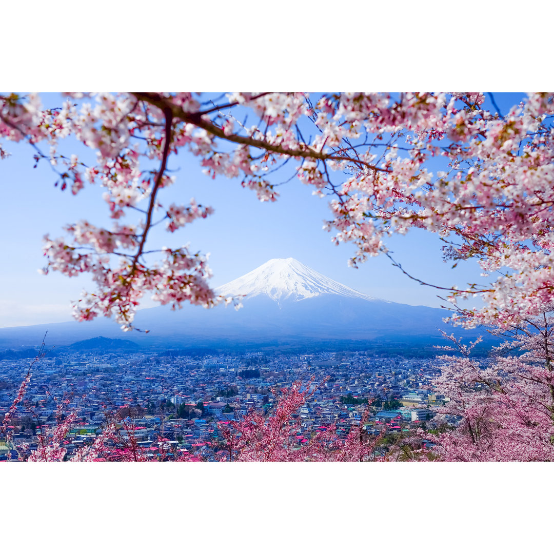 Mt. Fuji With Cherry Blossom von Itsaret - Kunstdrucke auf Leinwand