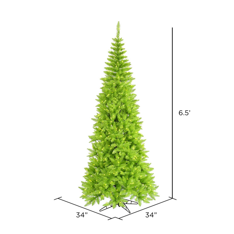 Lime Lighted Artificial Fir Christmas Tree, 6.5' H