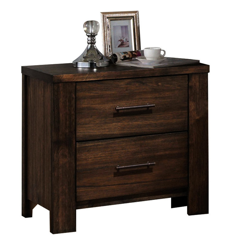 Élégante table de chevet en chêne pour la chambre à coucher - 2 tiroirs et décoration rétro intemporelle 2