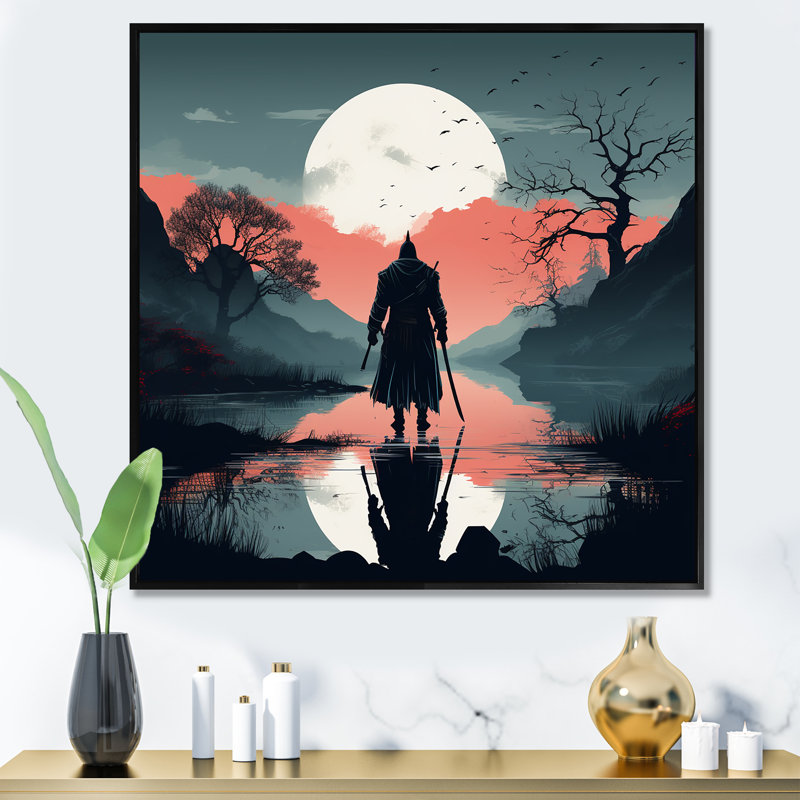 Art japonais, art mural japonais, Cadre flottant noir, 16" H x 16" W
