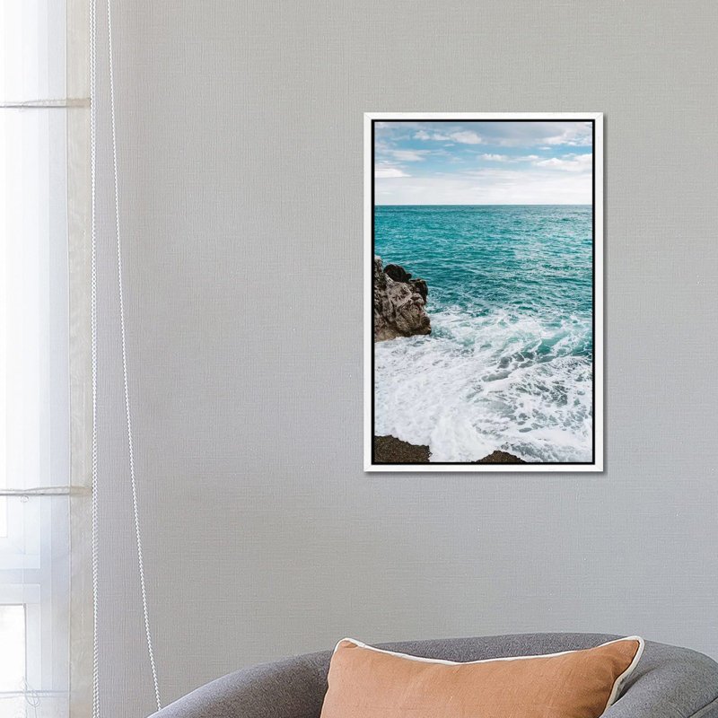 Amalfi Coast Water VII by Bethany Young - Print on Canvas, 66.04cm H x 45.72cm W x 3.81cm D, White Framed